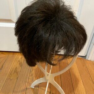 Noriko Synthetic Wig - Short Layered Style - Bob (Shag) with Bangs, Dark Brown